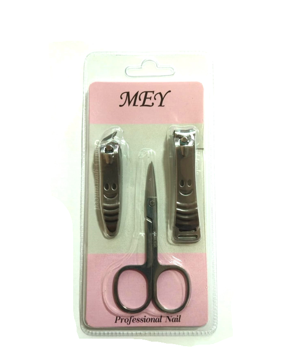 KIT 2 CORTADORES DE UNHAS E TESOURINHA DE PONTA DE ACO - MEY - imagem 1