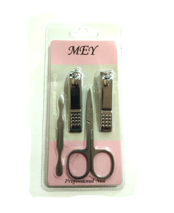 KIT 2 CORTADORES DE UNHAS + TESOURINHA DE PONTA E ESPATULA DE ACO - MEY - imagem 1