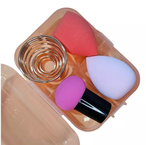 Kit 3 Esponjas de Maquiagem Com Suporte Para Esponja Com Estojo - Jony