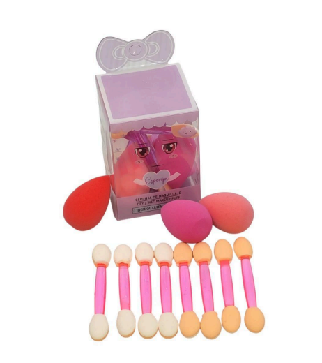 KIT 3 ESPONJAS PARA MAQUIAGEM 8 MINI PINCÉIS PARA MAQUIAGEM - MEY - imagem 1
