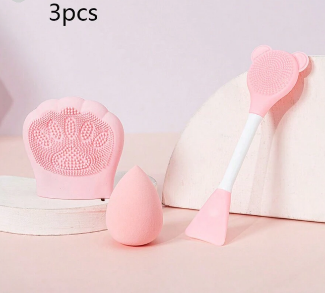 Kit 3 Peças Escova de Limpeza Facial Silicone e Esponja - Jony — miniatura 3