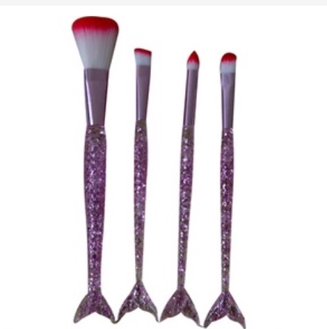 KIT 4 PINCEIS PARA MAQUIAGEM COM CABO GLITTER SEREIA - MEY - imagem 1