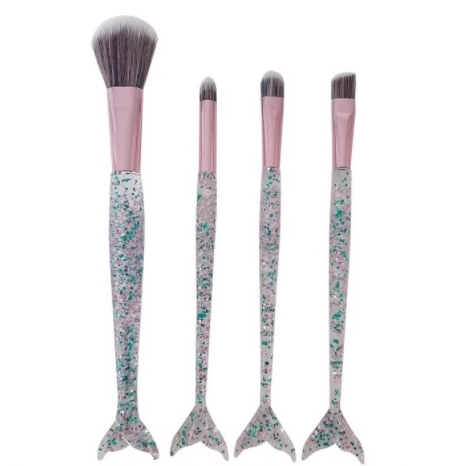KIT 4 PINCEIS PARA MAQUIAGEM COM CABO GLITTER SEREIA - MEY - miniatura 3