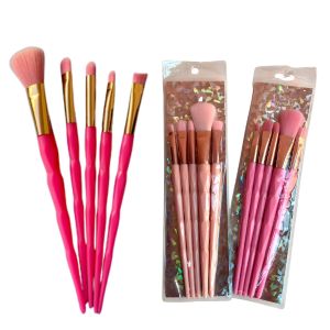 KIT 5 PINCEIS PARA MAQUIAGEM COM CABO COLORIDO FOSCO - MEY - miniatura 2