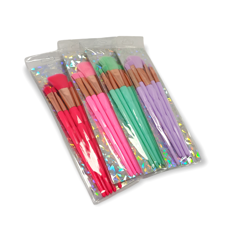 KIT 5 PINCEIS PARA MAQUIAGEM COM CABO COLORIDO FOSCO - MEY - miniatura 3
