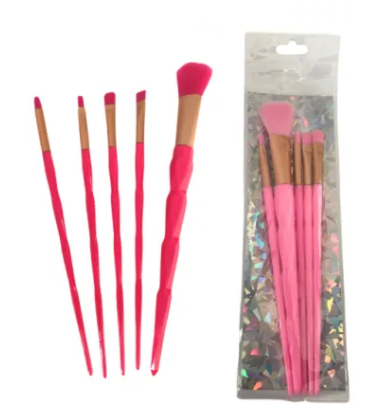 KIT 5 PINCEIS PARA MAQUIAGEM COM CABO COLORIDO FOSCO - MEY - miniatura 4