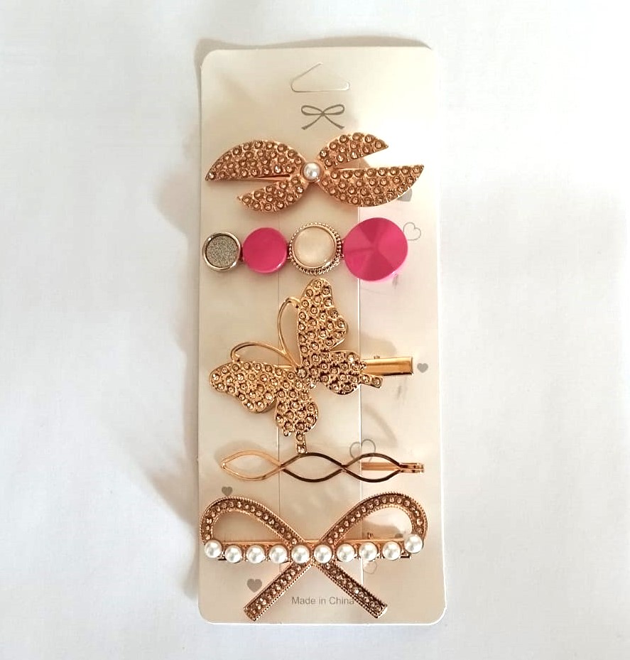 KIT 5 PRESILHAS BICO DE PATO PARA CABELO DOURADA ( MODELOS DIVERSOS ) - MEY - miniatura 2