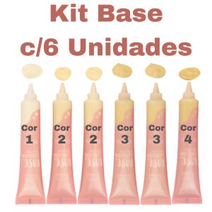Kit Base Liquida 25ml ( Kit C/6 Unid. Sendo (1 Cor1) - (2 Cor2) - (2 Cor3) -(1 Cor4) - Asu Makeup