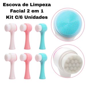 Kit Escova de Limpeza Facial 2 Em 1 ( Kit Com 6 Unidades ) - Jony