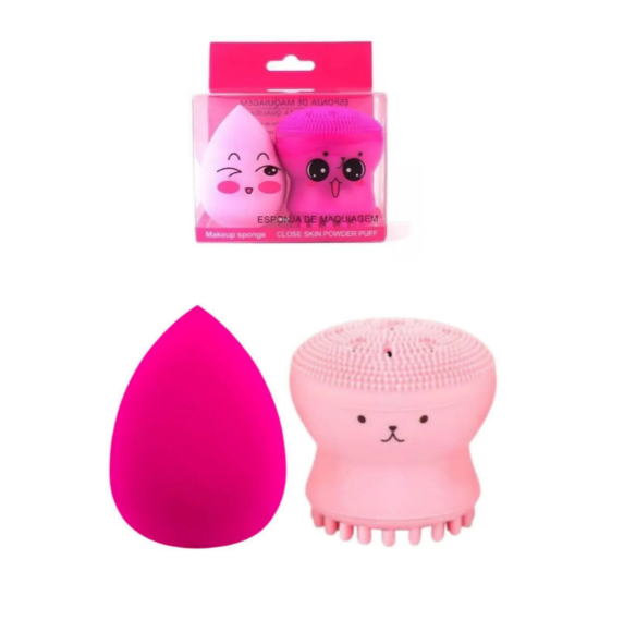 Kit Esponja Limpeza Polvo Com Esponja Coxinha Para Make - Royal