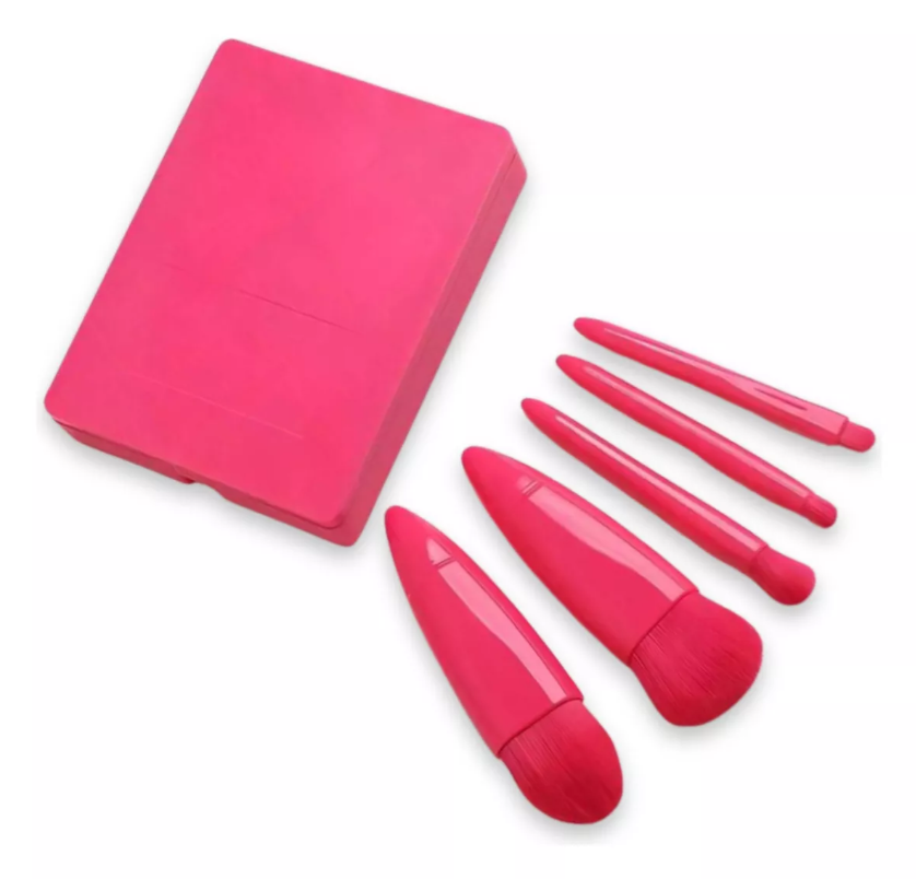 Kit Estojo Com 5 Mini Pinceis Com Espelho Pink — miniatura 4