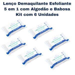 Kit Lenços Demaquilante Esfoliante Algodão + Babosa 5x1 ( Kit Com 6 Unidades ) - Miamake