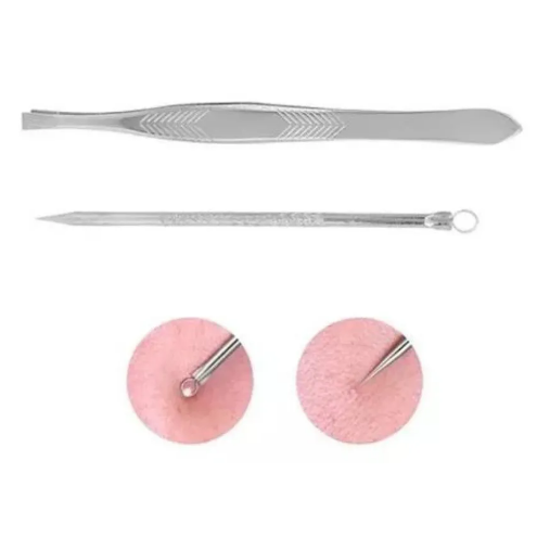 KIT PINÇA  RETA PARA SOBRANCELHA E EXTRATOR DE CRAVOS - MEY - miniatura 2