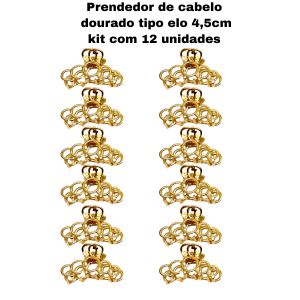 Kit Prendedor de Cabelo Metal Dourado Elo 4,5cm ( Kit Com 12 Unidades ) - Mey