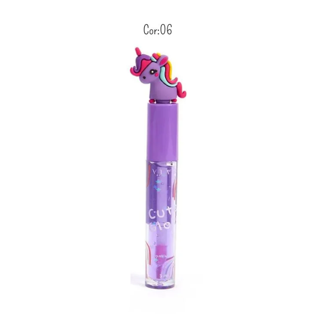 Lip Gloss Infantil Brilho Labial e Hidratante Bichinhos Cute (6 Cores) - Vivai Cor:01