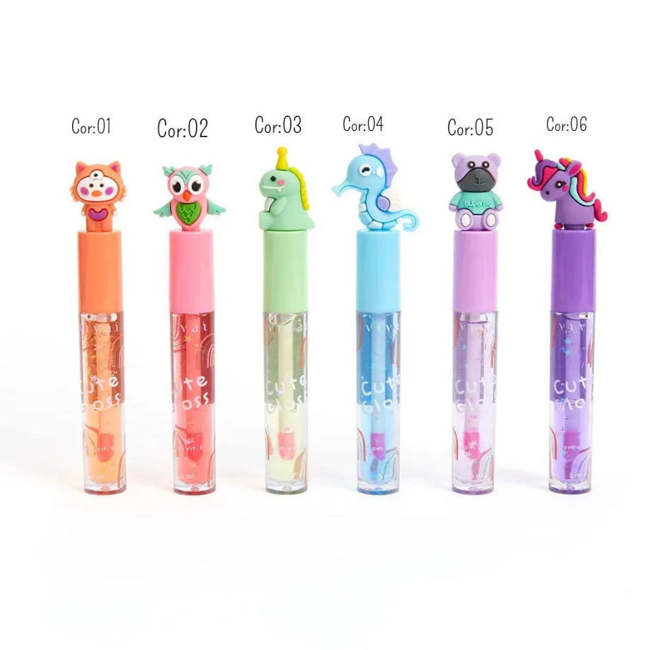 Lip Gloss Infantil Brilho Labial e Hidratante Bichinhos Cute (6 Cores) - Vivai Cor:01 — miniatura 2