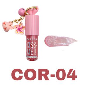 LIP GLOSS KISS ME COLORIDO COM CHAVIERO ( 6 TONS ) - LOVE RAIN COR:COR-04 - imagem 1