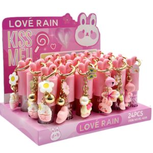 LIP GLOSS KISS ME COLORIDO COM CHAVIERO ( 6 TONS ) - LOVE RAIN COR:COR-04 - miniatura 3
