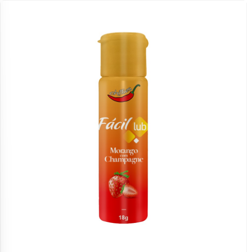 Lubrificante Beijavel Facil Lub 18g Sabor Morango Com Champagne Chillies
