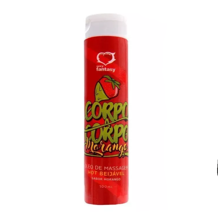 OLEO DE MASSAGEM CORPO A CORPO HOT BEIJAVEL SABOR MORANGO 100ML - SEXY FANTASY - miniatura 2