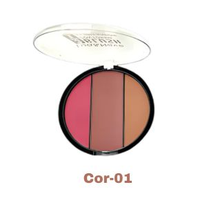 Paleta Blush, Contorno e Iluminador 3 Em 1 ( 4 Tons ) - Lua e Neve Cor: 01