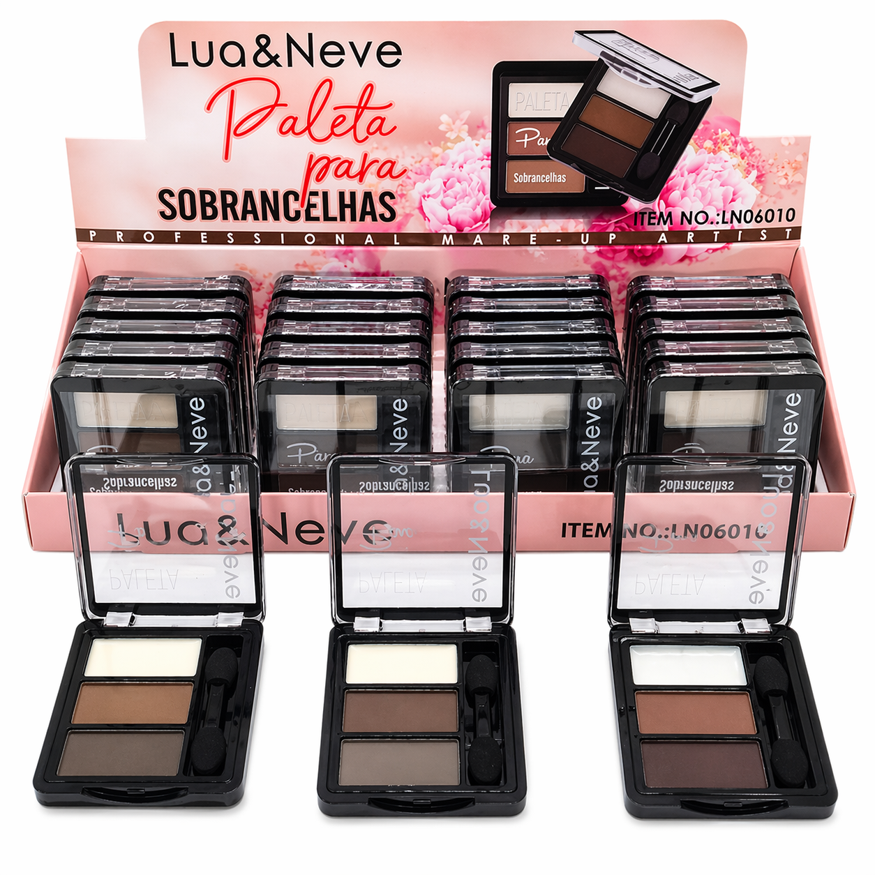 PALETA DE SOMBRA PARA SOBRANCELHA CREME / PO  4 TONS (3 CORES) - LUA E NEVE COR:01 - miniatura 3