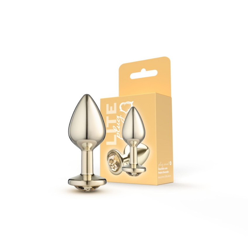 Plug Dourado Com Pedra Dourada Tamanho M - Sexy Fantasy