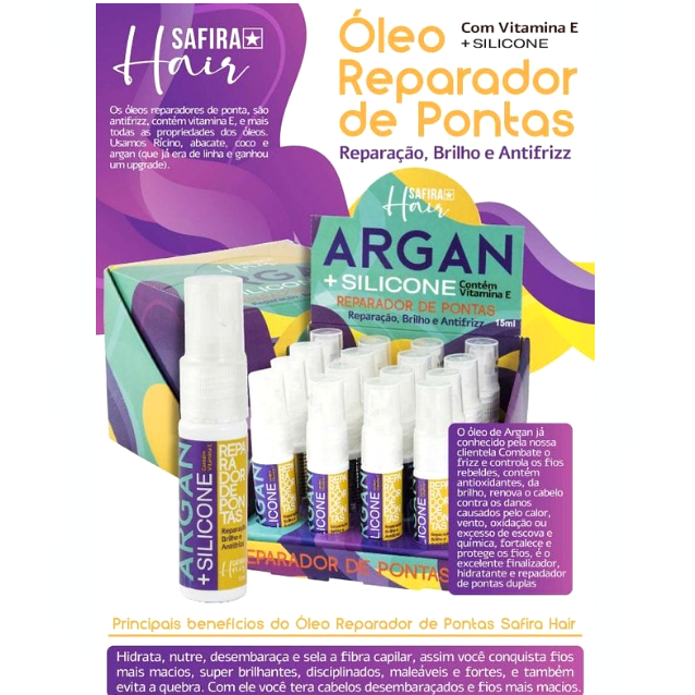 Reparador de Pontas Argan + Silicone 15ml - Safira