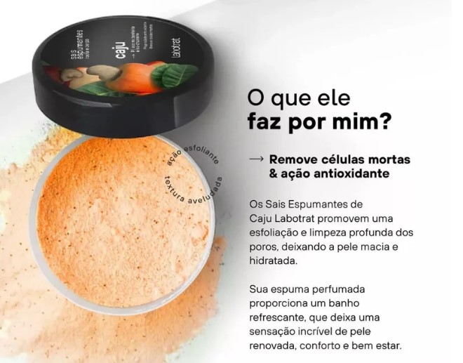 SAIS ESPUMANTES ROSTO E CORPO CAJU 280 G -LABOTRAT - miniatura 2