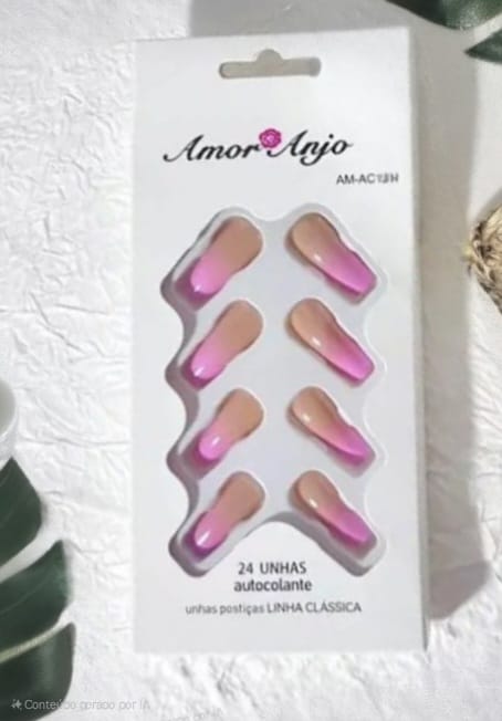 Unha Postiça Decorada Am-Ac12 ( 24 Unidades ) - Amor Anjo