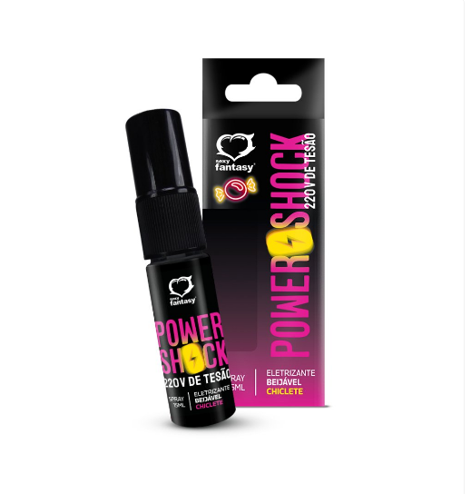 Vibrador Liquido Power Shock 220v de Tesão Sabor Chiclete Spray 15ml Sexy Fantasy